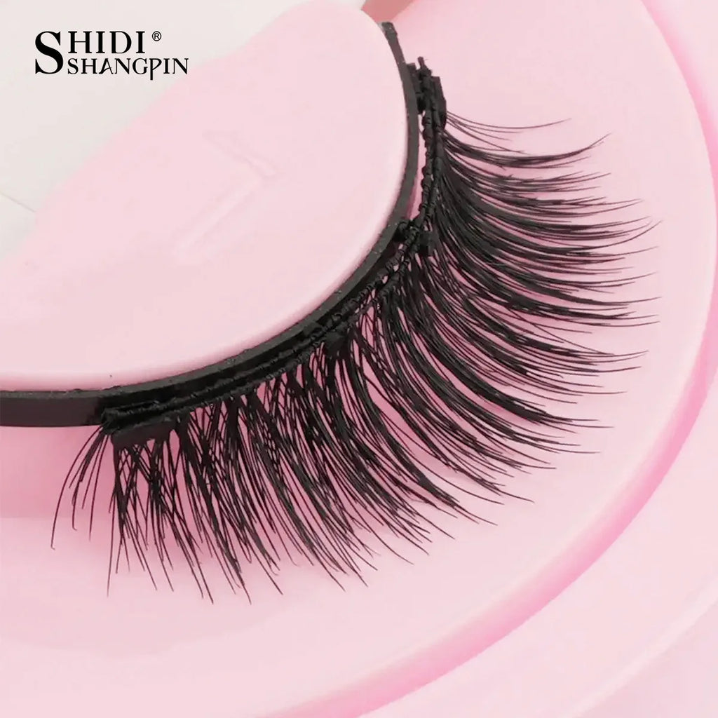 Hot 1 Pair Magnetic Eyelashes Handmade Fluffy Faux Mink Lashes Reusable Natural False Eyelashes and Magnetic Tweezers Set Makeup