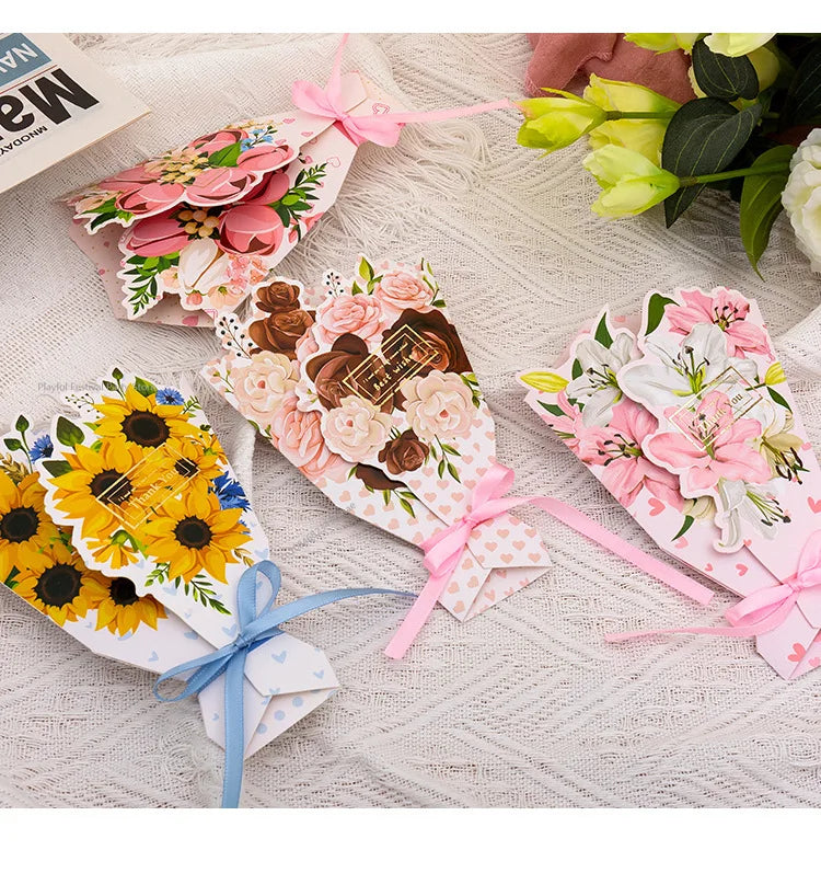 Creative Carnation Thanks Flowers Postcard Exquisite Beautiful Greeting Card Floral Birthday Cards Teacher Day Birthday Gifts