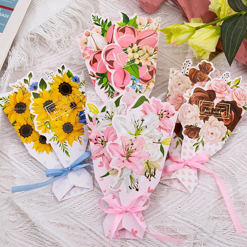 Creative Carnation Thanks Flowers Postcard Exquisite Beautiful Greeting Card Floral Birthday Cards Teacher Day Birthday Gifts