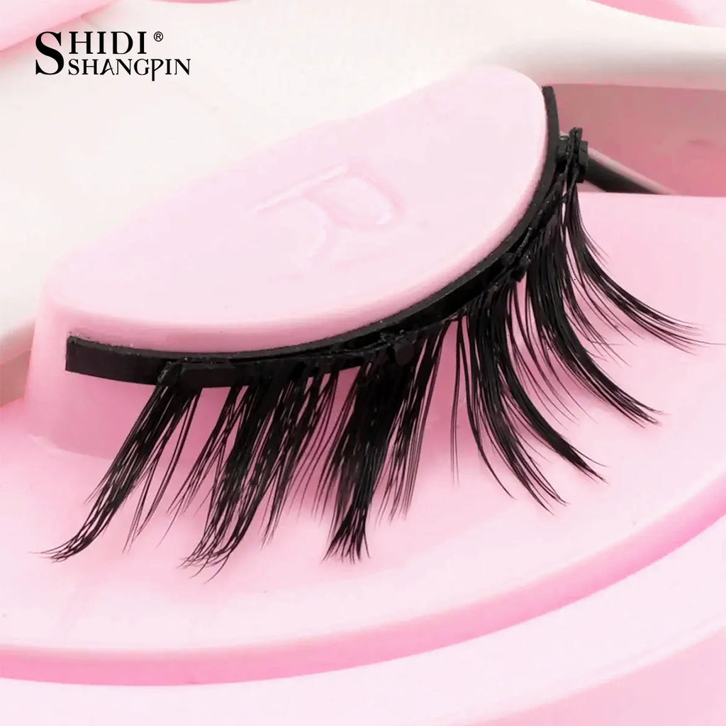 Hot 1 Pair Magnetic Eyelashes Handmade Fluffy Faux Mink Lashes Reusable Natural False Eyelashes and Magnetic Tweezers Set Makeup